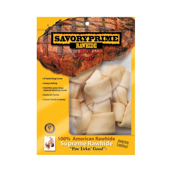 Savory Prime Savory Prime Supreme Medium Adult Knotted Bone Rawhide 6-7 in. L 6 pk 996 - main